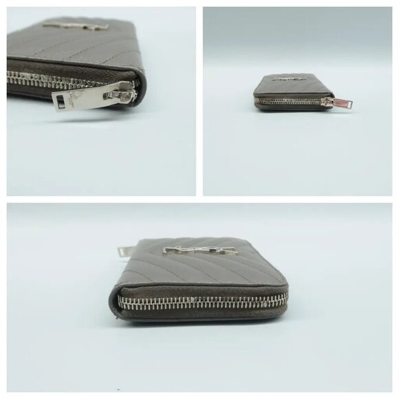 100% Authentic SAINT LAURENT Grey Leather Wallet - Picture 6 of 11